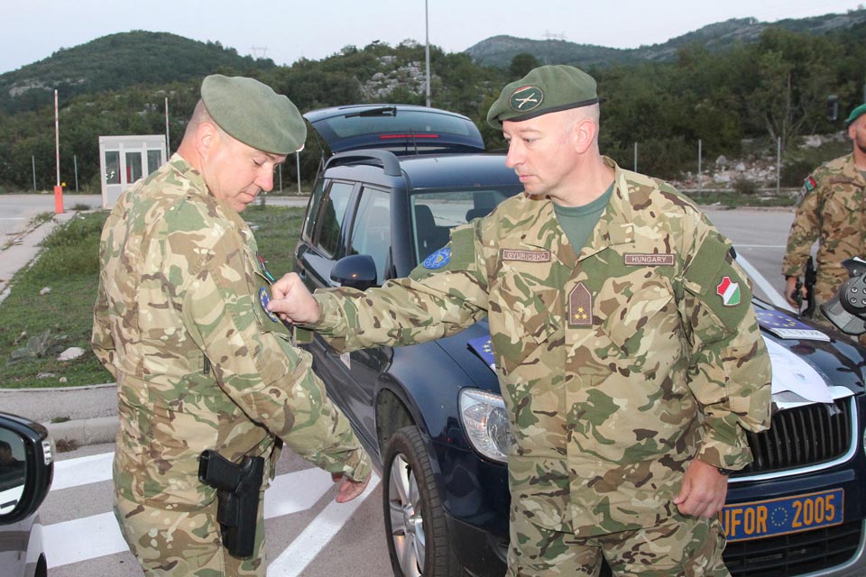 Commanding Officer of KFOR's Hungarian troops receives his EUFOR badge