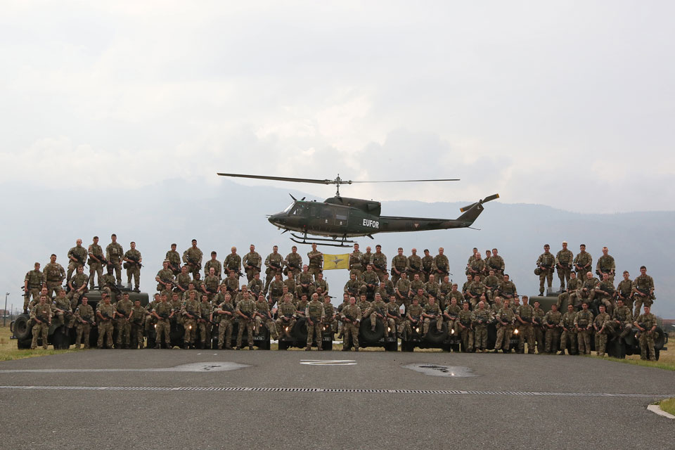 Whole Company with EUFOR helicopter