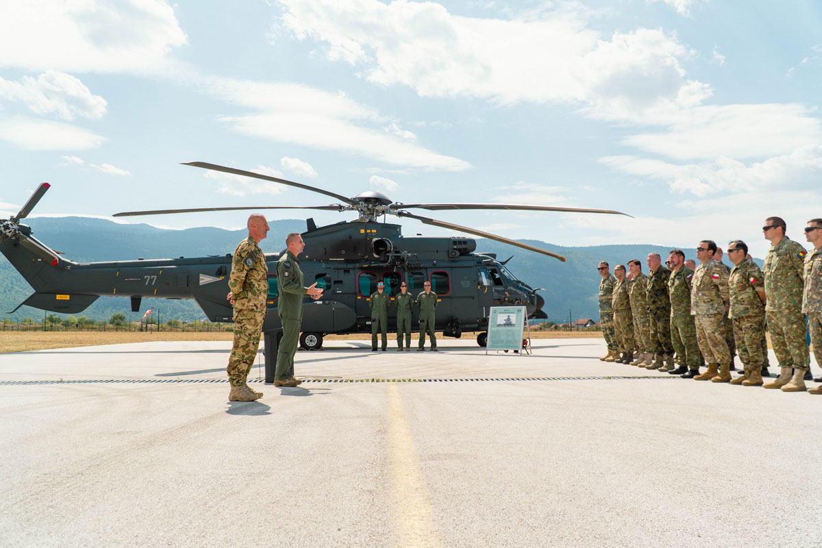 Airbus H225M of the Hungarian Air Forces was introduced to the EUFOR HQ staff