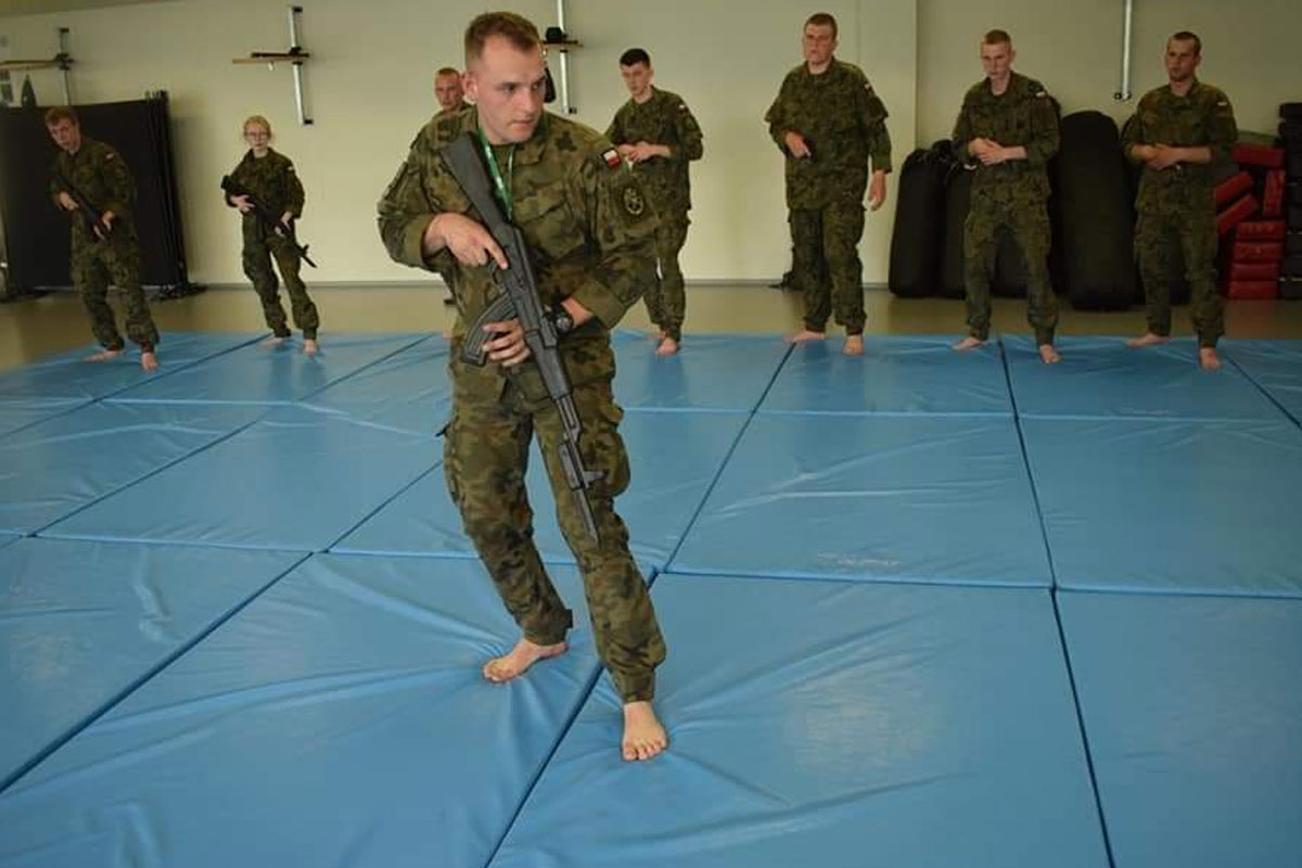 Conducting physical education - martial arts with weapon