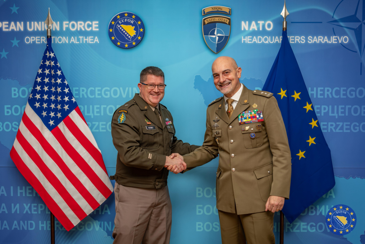COM EUFOR meeting with US EUCOM Brigadier General Chris McKinney